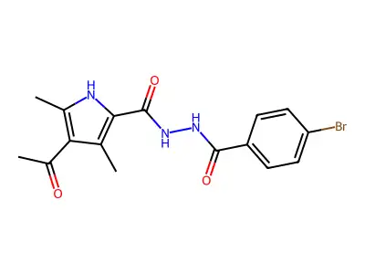 4-acetyl-N'-(4-bromobenzoyl)-3,5-dimethyl-1H-pyrrole-2-carbohydrazide structure