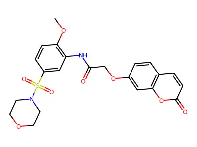 N-(2-methoxy-5-morpholin-4-ylsulfonylphenyl)-2-(2-oxochromen-7-yl)oxyacetamide structure