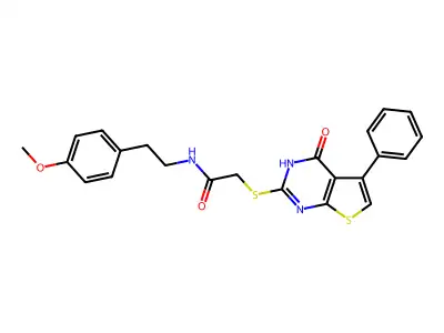 N-[2-(4-methoxyphenyl)ethyl]-2-[(4-oxo-5-phenyl-3H-thieno[2,3-d]pyrimidin-2-yl)sulfanyl]acetamide structure