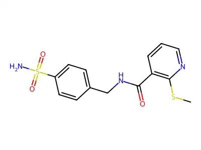 2-methylsulfanyl-N-[(4-sulfamoylphenyl)methyl]pyridine-3-carboxamide structure