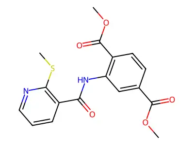 Dimethyl 2-(2-(methylthio)nicotinamido)terephthalate structure