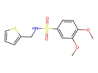 3,4-dimethoxy-N-(2-thienylmethyl)benzenesulfonamide structure