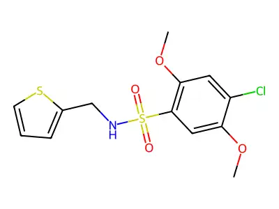 4-chloro-2,5-dimethoxy-N-(2-thienylmethyl)benzenesulfonamide structure