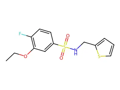 3-ethoxy-4-fluoro-N-(2-thienylmethyl)benzenesulfonamide structure