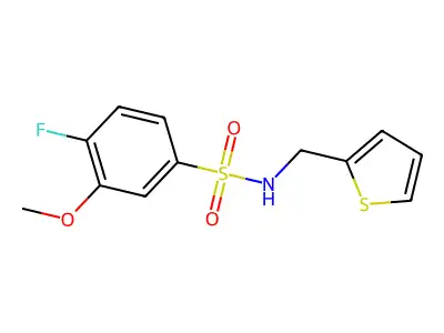4-fluoro-3-methoxy-N-(2-thienylmethyl)benzenesulfonamide structure
