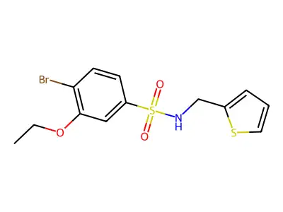 4-bromo-3-ethoxy-N-(2-thienylmethyl)benzenesulfonamide structure