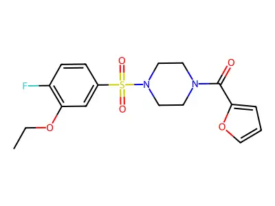 [4-(3-Ethoxy-4-fluoro-benzenesulfonyl)-piperazin-1-yl]-furan-2-yl-methanone structure