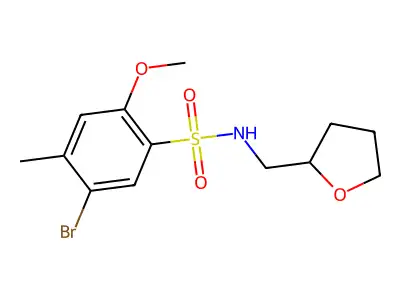 5-bromo-2-methoxy-4-methyl-N-(oxolan-2-ylmethyl)benzenesulfonamide structure