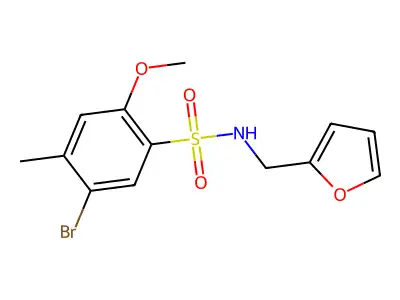 5-bromo-N-(2-furylmethyl)-2-methoxy-4-methylbenzenesulfonamide structure