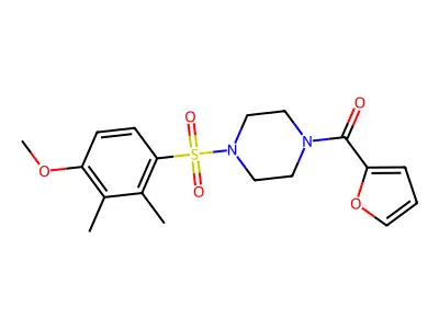 2-Furyl 4-[(4-methoxy-2,3-dimethylphenyl)sulfonyl]piperazinyl ketone structure