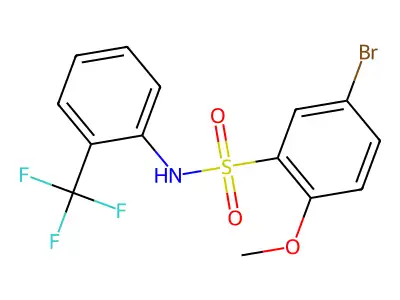 5-bromo-2-methoxy-N-[2-(trifluoromethyl)phenyl]benzene-1-sulfonamide structure