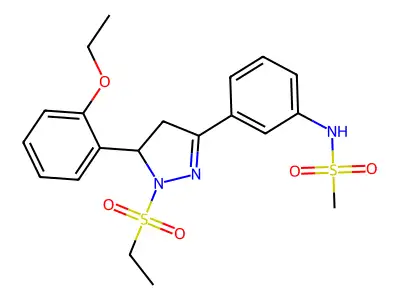 N-(3-(5-(2-ethoxyphenyl)-1-(ethylsulfonyl)-4,5-dihydro-1H-pyrazol-3-yl)phenyl)methanesulfonamide structure