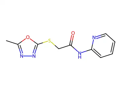 2-[(5-methyl-1,3,4-oxadiazol-2-yl)sulfanyl]-N-pyridin-2-ylacetamide structure