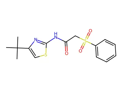 2-(benzenesulfonyl)-N-(4-tert-butyl-1,3-thiazol-2-yl)acetamide structure