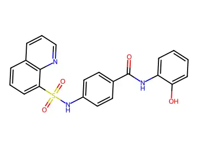 N-(2-hydroxyphenyl)-4-[(8-quinolinylsulfonyl)amino]benzamide structure