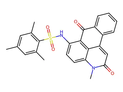 2,4,6-trimethyl-N-(3-methyl-2,7-dioxo-2,7-dihydro-3H-naphtho[1,2,3-de]quinolin-6-yl)benzenesulfonamide structure