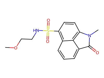 N-(2-methoxyethyl)-1-methyl-2-oxo-6-benzo[cd]indolesulfonamide structure