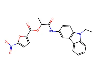 [1-[(9-Ethylcarbazol-3-yl)amino]-1-oxopropan-2-yl] 5-nitrofuran-2-carboxylate structure