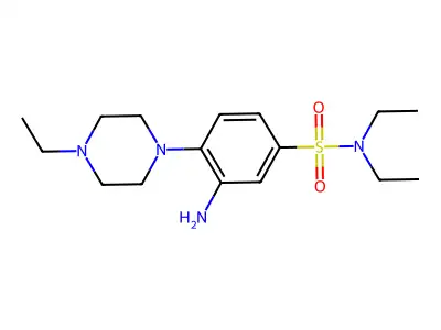 3-amino-N,N-diethyl-4-(4-ethylpiperazin-1-yl)benzene-1-sulfonamide structure