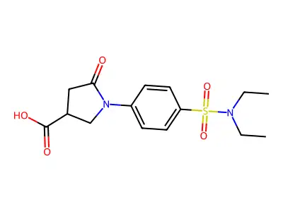 1-[4-(Diethylsulfamoyl)phenyl]-5-oxopyrrolidine-3-carboxylic acid structure
