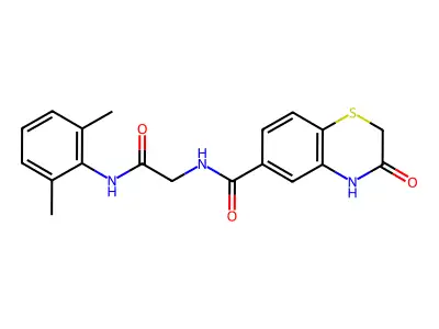 N-[2-(2,6-dimethylanilino)-2-oxoethyl]-3-oxo-4H-1,4-benzothiazine-6-carboxamide structure