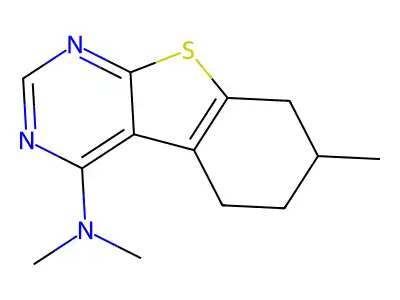 N,N,7-trimethyl-5,6,7,8-tetrahydro[1]benzothieno[2,3-d]pyrimidin-4-amine structure