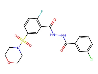 3-chloro-N'-[2-fluoro-5-(morpholine-4-sulfonyl)benzoyl]benzohydrazide structure