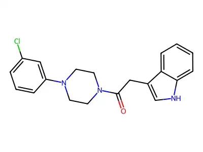 1-[4-(3-chlorophenyl)piperazin-1-yl]-2-(1H-indol-3-yl)ethanone structure
