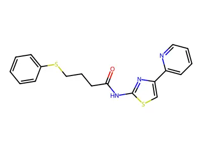 4-phenylsulfanyl-N-(4-pyridin-2-yl-1,3-thiazol-2-yl)butanamide structure