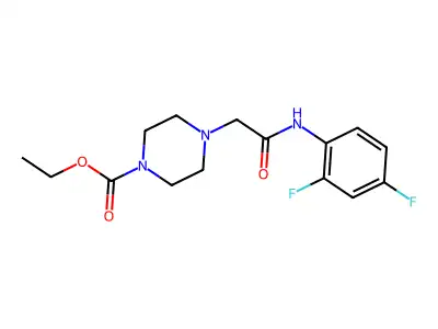 Ethyl 4-((N-(2,4-difluorophenyl)carbamoyl)methyl)piperazinecarboxylate structure