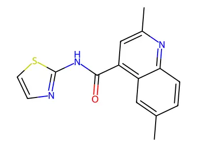 2,6-dimethyl-N-(1,3-thiazol-2-yl)quinoline-4-carboxamide structure