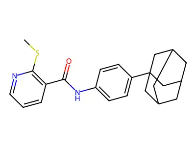 N-[4-(adamantan-1-yl)phenyl]-2-(methylsulfanyl)pyridine-3-carboxamide structure