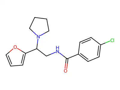 4-chloro-N-[2-(furan-2-yl)-2-(pyrrolidin-1-yl)ethyl]benzamide structure