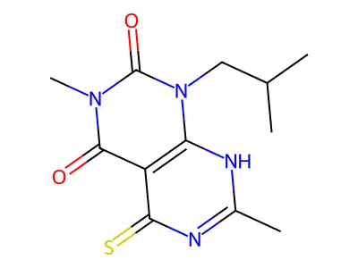 3,7-dimethyl-1-(2-methylpropyl)-5-sulfanyl-1H,2H,3H,4H-[1,3]diazino[4,5-d]pyrimidine-2,4-dione structure