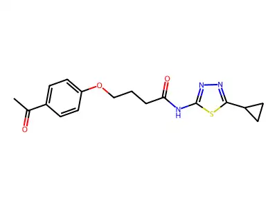 4-(4-acetylphenoxy)-N-(5-cyclopropyl-1,3,4-thiadiazol-2-yl)butanamide structure