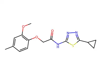 N-(5-cyclopropyl-1,3,4-thiadiazol-2-yl)-2-(2-methoxy-4-methylphenoxy)acetamide structure
