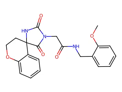 2-(2',5'-dioxospiro[2,3-dihydrochromene-4,4'-imidazolidine]-1'-yl)-N-[(2-methoxyphenyl)methyl]acetamide structure