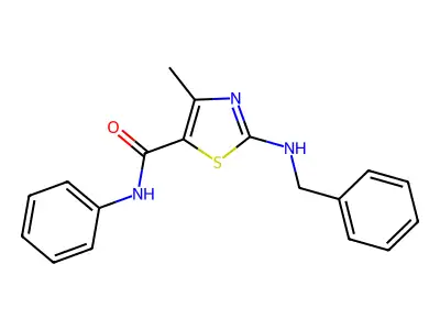 2-(benzylamino)-4-methyl-N-phenyl-1,3-thiazole-5-carboxamide structure