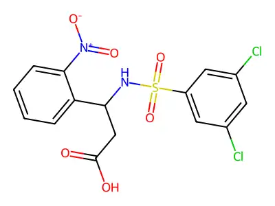 I(2)-[[(3,5-Dichlorophenyl)sulfonyl]amino]-2-nitrobenzenepropanoic acid structure