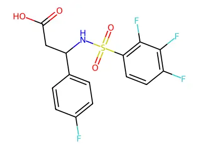 3-(4-Fluorophenyl)-3-(2,3,4-trifluorobenzenesulfonamido)propanoic acid structure