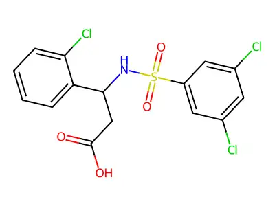 3-(2-Chlorophenyl)-3-(3,5-dichlorobenzenesulfonamido)propanoic acid structure