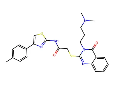 2-((3-(3-(Dimethylamino)propyl)-4-oxo-3,4-dihydroquinazolin-2-yl)thio)-N-(4-(p-tolyl)thiazol-2-yl)acetamide structure