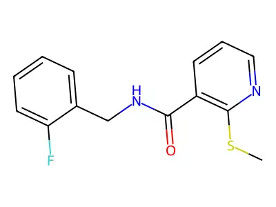 N-[(2-fluorophenyl)methyl]-2-(methylsulfanyl)pyridine-3-carboxamide structure