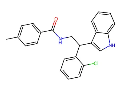 N-[2-(2-chlorophenyl)-2-(1H-indol-3-yl)ethyl]-4-methylbenzamide structure