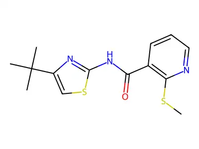 N-(4-tert-butyl-1,3-thiazol-2-yl)-2-methylsulfanylpyridine-3-carboxamide structure