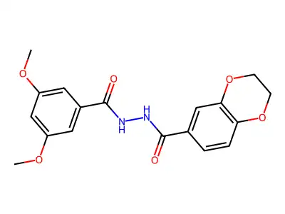 N'-(3,5-dimethoxybenzoyl)-2,3-dihydro-1,4-benzodioxine-6-carbohydrazide structure