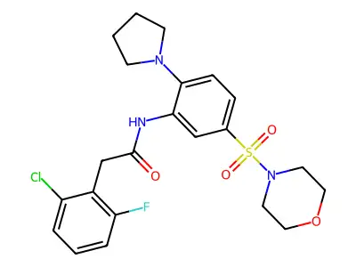 2-(2-chloro-6-fluorophenyl)-N-(5-morpholin-4-ylsulfonyl-2-pyrrolidin-1-ylphenyl)acetamide structure