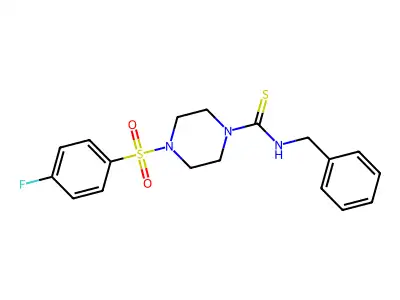 N-benzyl-4-(4-fluorobenzenesulfonyl)piperazine-1-carbothioamide structure