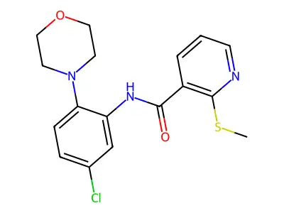 N-(5-chloro-2-morpholin-4-ylphenyl)-2-methylsulfanylpyridine-3-carboxamide structure