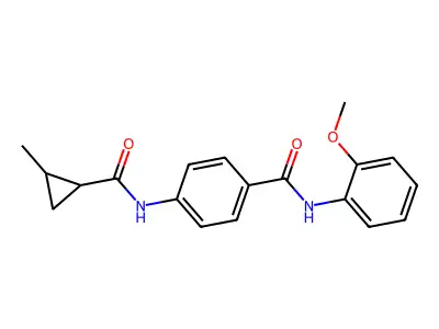 N-(2-methoxyphenyl)-4-[(2-methylcyclopropanecarbonyl)amino]benzamide structure